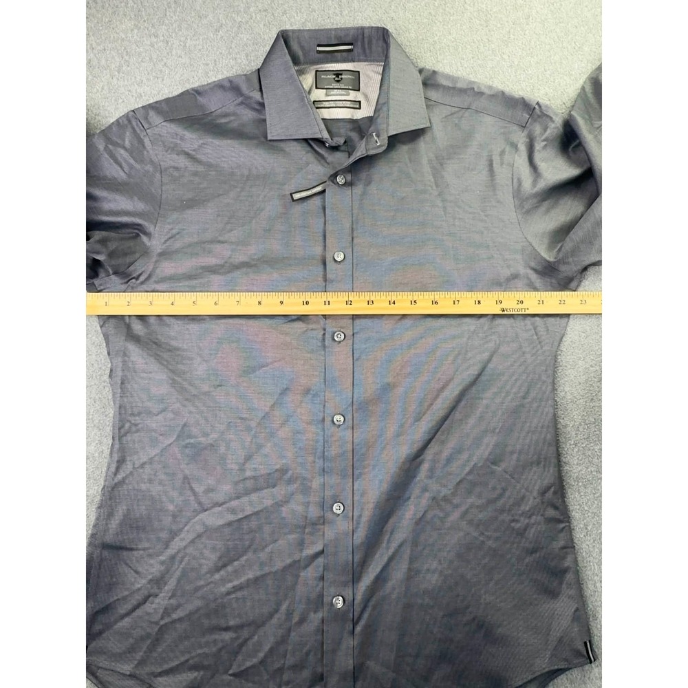BLACK BROWN Dress Shirt Mens 16-32 Gray Egyptian Cotton Designer City Office - Picture 9 of 9